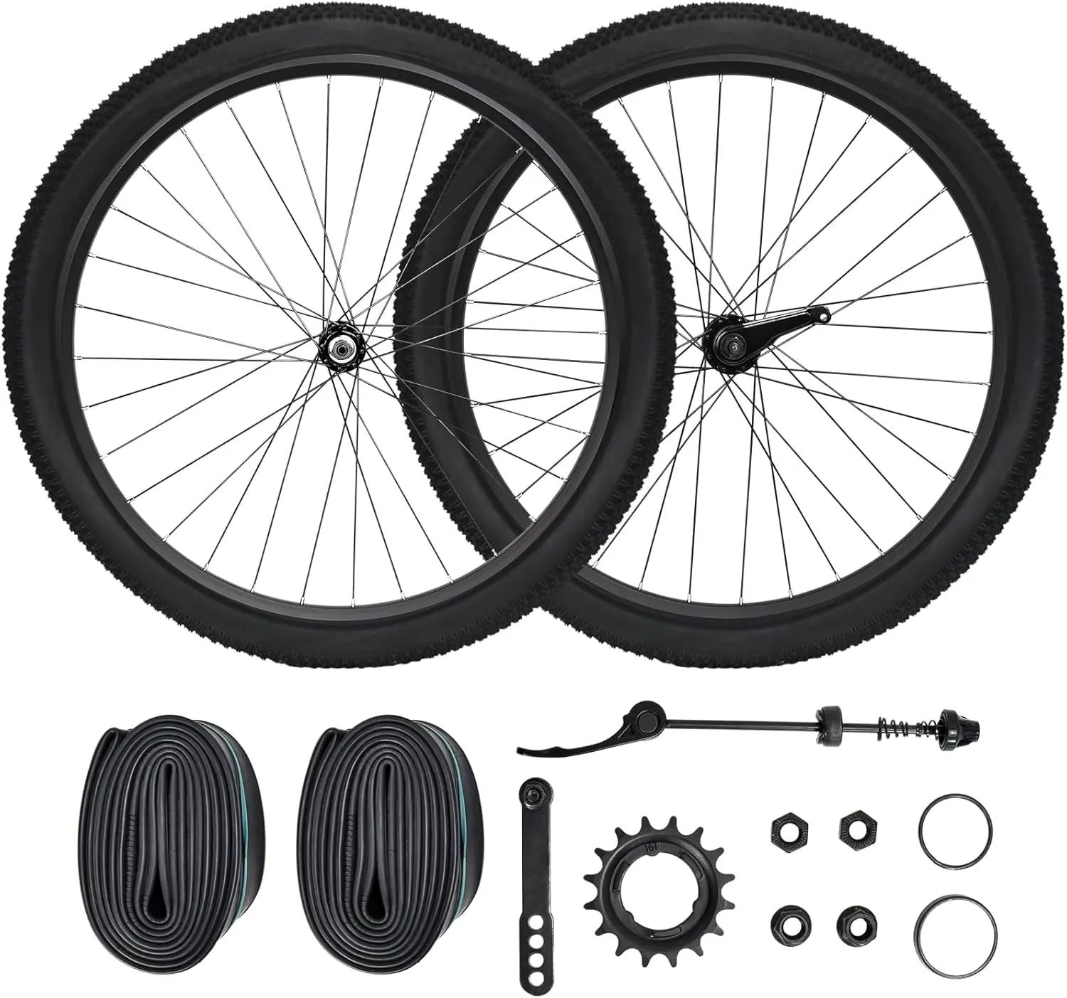 iMeshbean 26 inch Coaster Brake Wheel Sets, 36 Stainless Spokes, Single Speed for Beach Cruiser Bike Bicycle with Tires and Tubes, Black