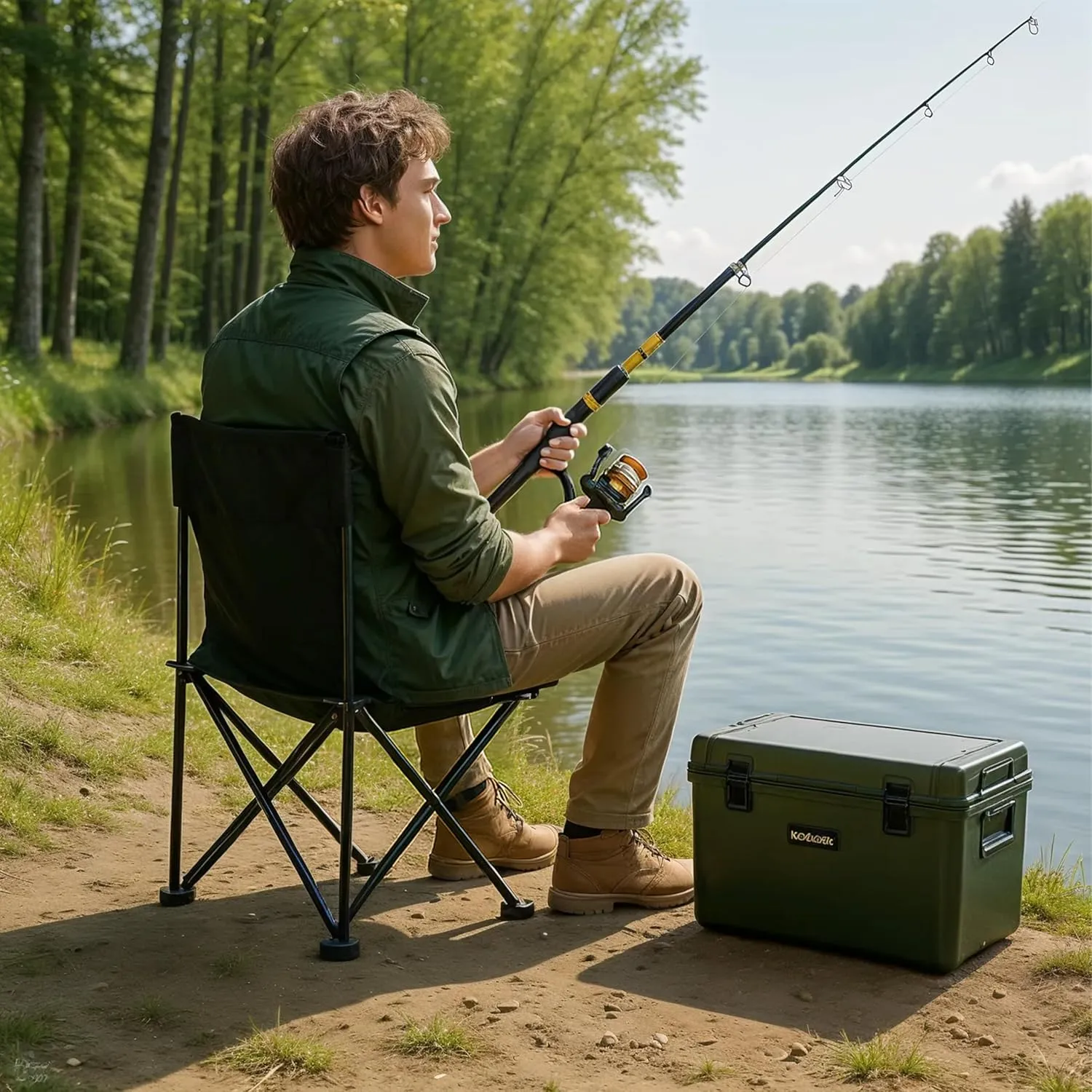 InfiniPower L Size Portable Folding Chair with Carry Bag, Lightweight Camping Chair for Camp, Outdoor Chair for Adults, Sports, Beach, Hiking, Backpacking, Garden