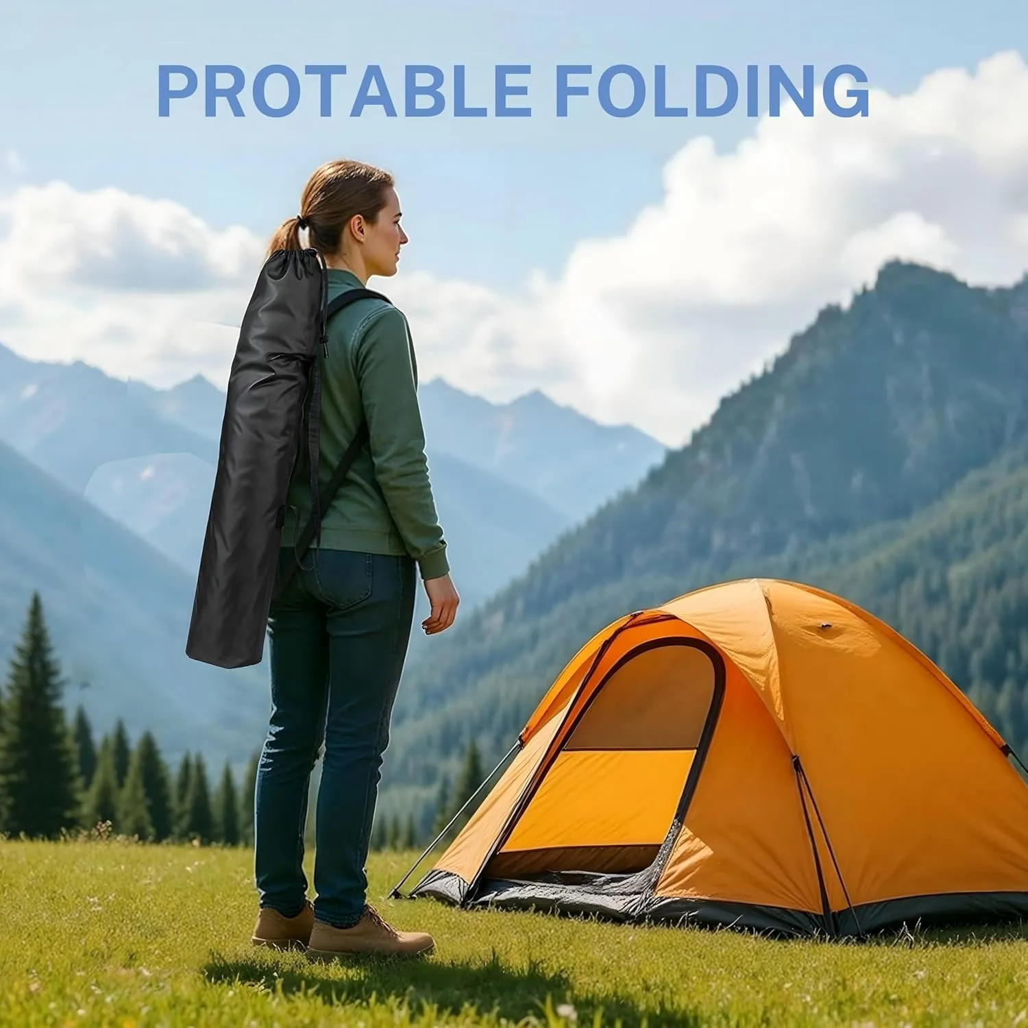 InfiniPower L Size Portable Folding Chair with Carry Bag, Lightweight Camping Chair for Camp, Outdoor Chair for Adults, Sports, Beach, Hiking, Backpacking, Garden