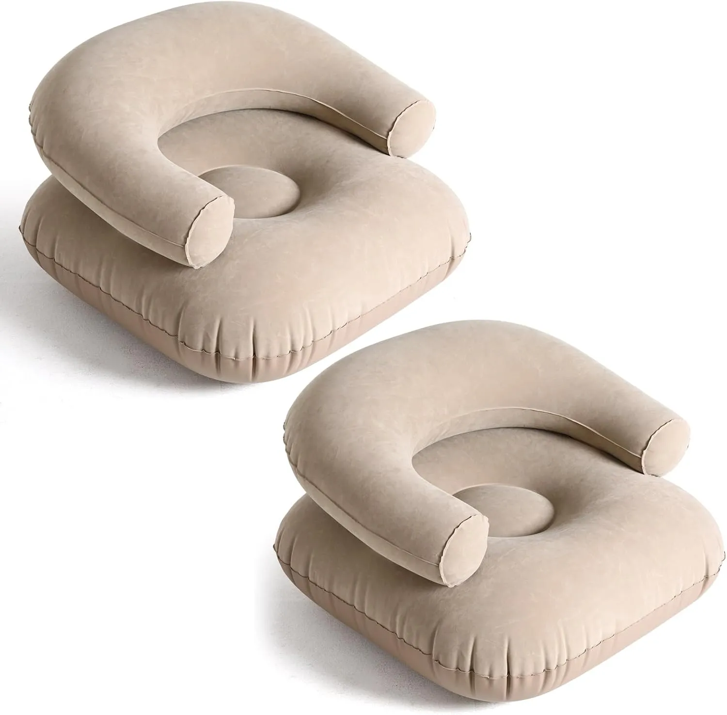 Inflatable Lounge Chair Deck Chair Lazy Sofa, Blow Up, Folding, Portable Couch for Home, Office Balcony, Floor Seating(Grey,2 Pcs)