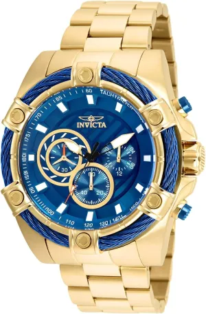 Invicta Men's Bolt Quartz Chronograph 52mm Watch with Stainless-Steel Strap, Gold, 25.2