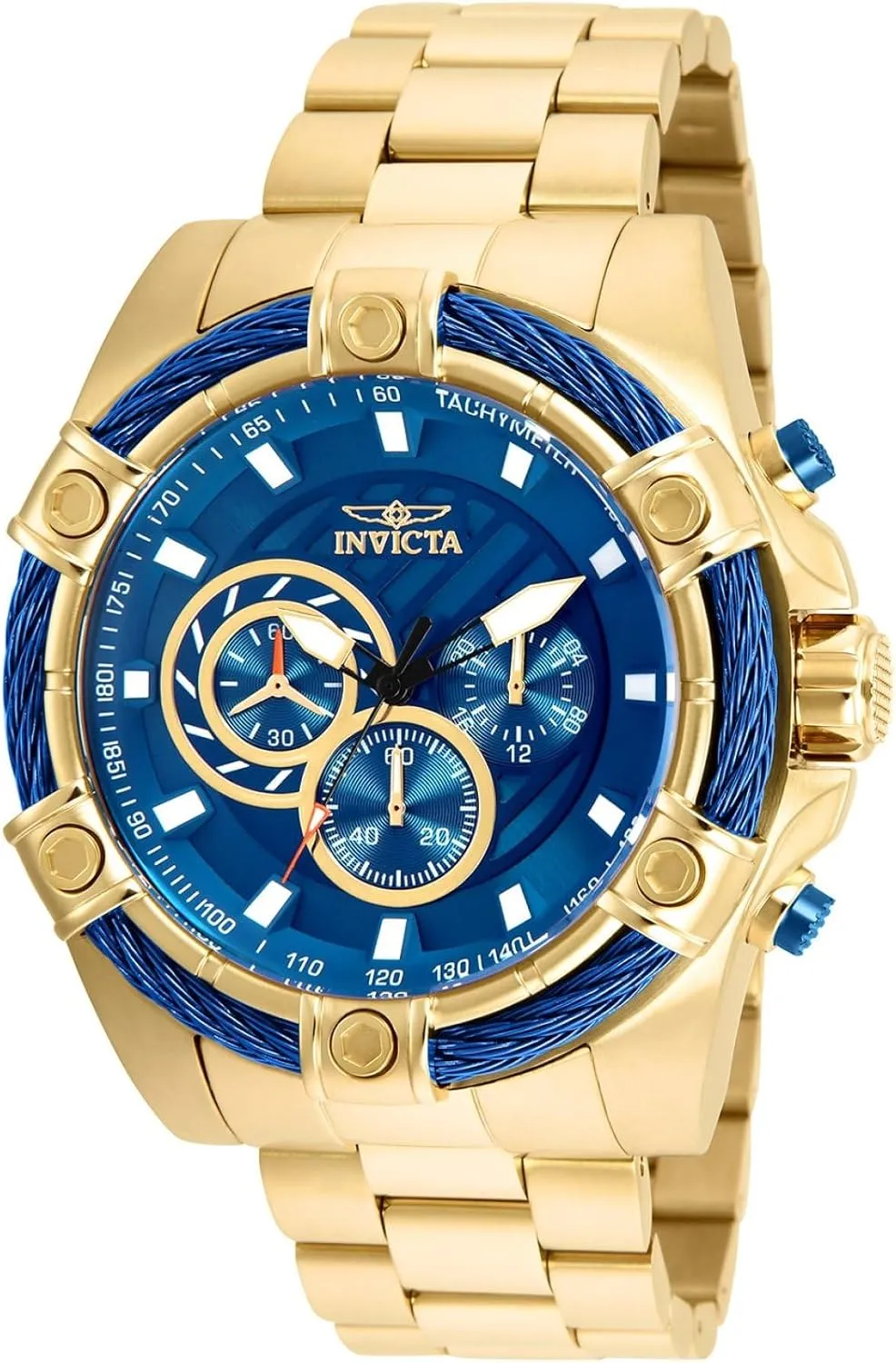Invicta Men's Bolt Quartz Chronograph 52mm Watch with Stainless-Steel Strap, Gold, 25.2