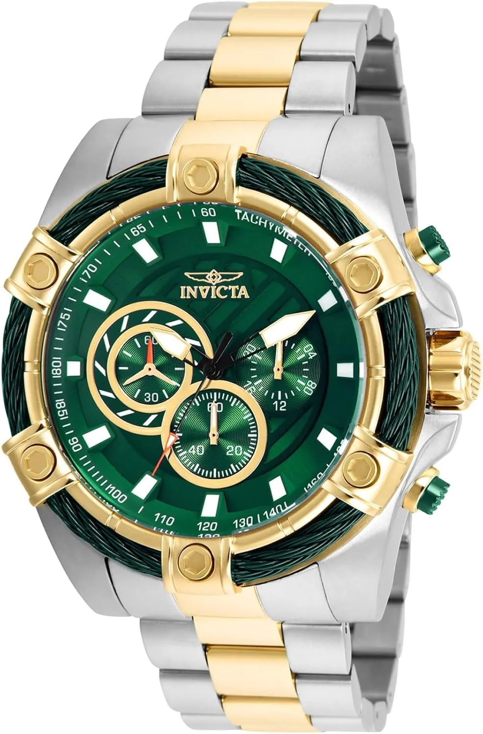 Invicta Men's Bolt Quartz Chronograph 52mm Watch with Stainless-Steel Strap, Gold, 25.2