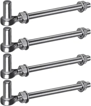 J Bolt Gate Hinge, 304 Stainless Steel Farm Gate Hinges, M12 x 10'' Gate Hinge Bolt 5/8'' for Chain Link Fence/Farm/Wooden Fence/Driveway, Supports up to 500lbs, 4pcs