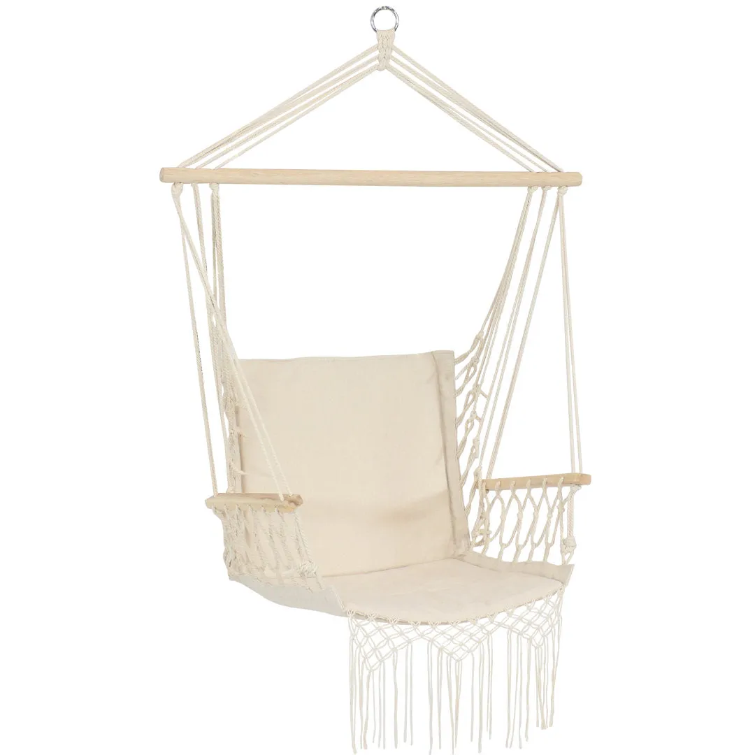 Jacklyn Polycotton Indoor or Outdoor Hammock Hanging Chair with Armrests - Natural Dakota Fields