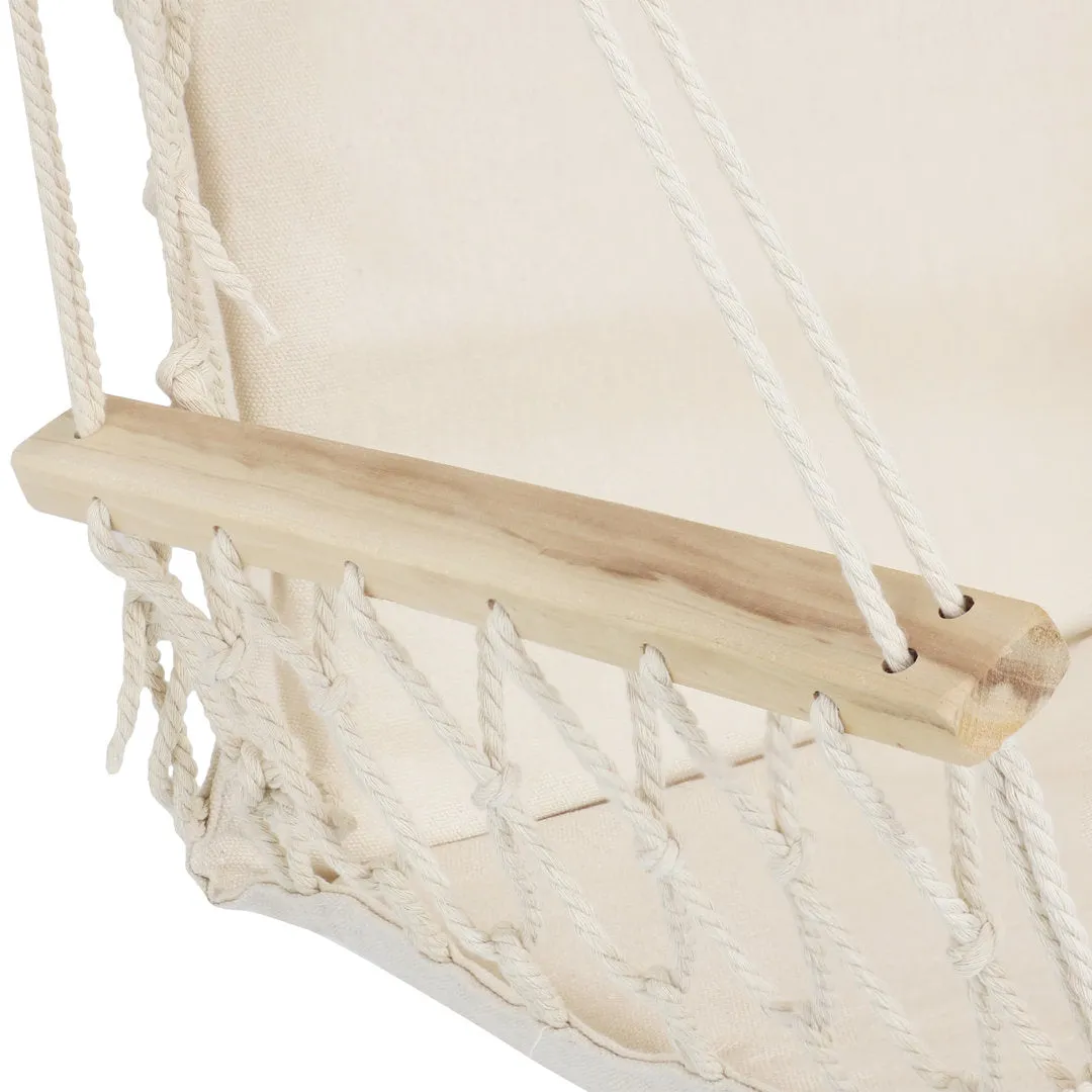 Jacklyn Polycotton Indoor or Outdoor Hammock Hanging Chair with Armrests - Natural Dakota Fields