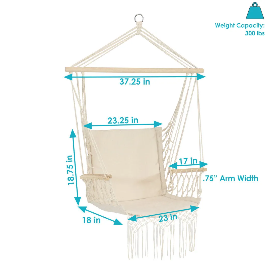 Jacklyn Polycotton Indoor or Outdoor Hammock Hanging Chair with Armrests - Natural Dakota Fields