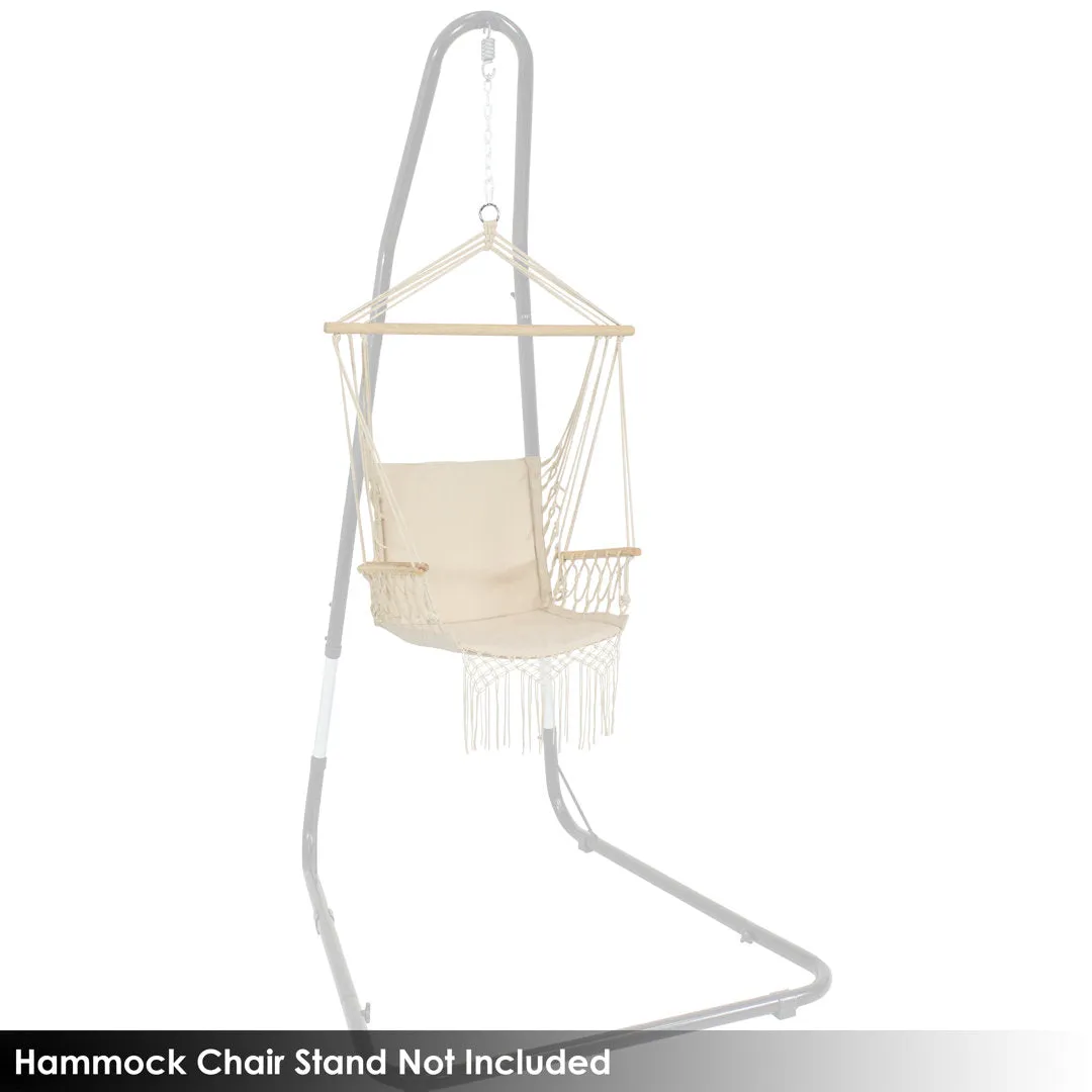 Jacklyn Polycotton Indoor or Outdoor Hammock Hanging Chair with Armrests - Natural Dakota Fields