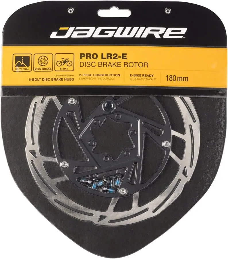 Jagwire Pro LR2-E Ebike Disc Brake Rotor w/Magnet - 180mm, 6-Bolt, Silver/Black