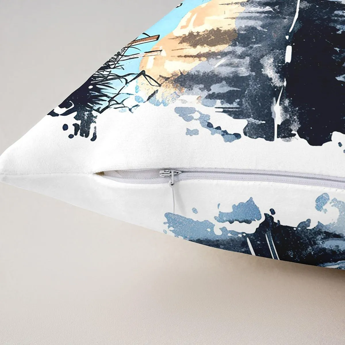 jejeloiu Lake Throw Pillow Covers Set of 4 20 x 20-Inch Kids Lakeside Fishing Reversible Cushion Case Boys Girls Teens Cabin Mountain Pillowcases for Sofa Couch Bed Tree Decor for Indoor Outdoor