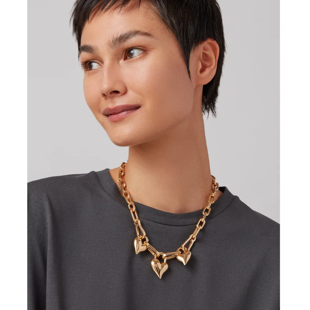Jenny Bird Gold Padlock Triple Heart Pendant