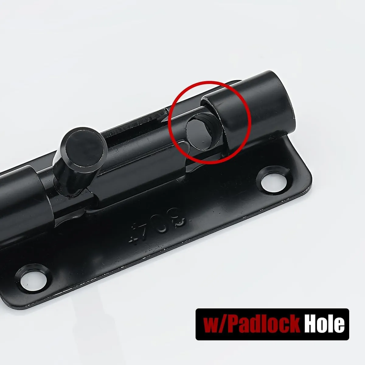 JQK Door Security Slide Latch Lock Barrel Bolt, 304 Stainless Steel Sliding Gate Latches Thickened 1.4mm with Padlock Hole, Black, 4 Pack HBB120-BK-P4