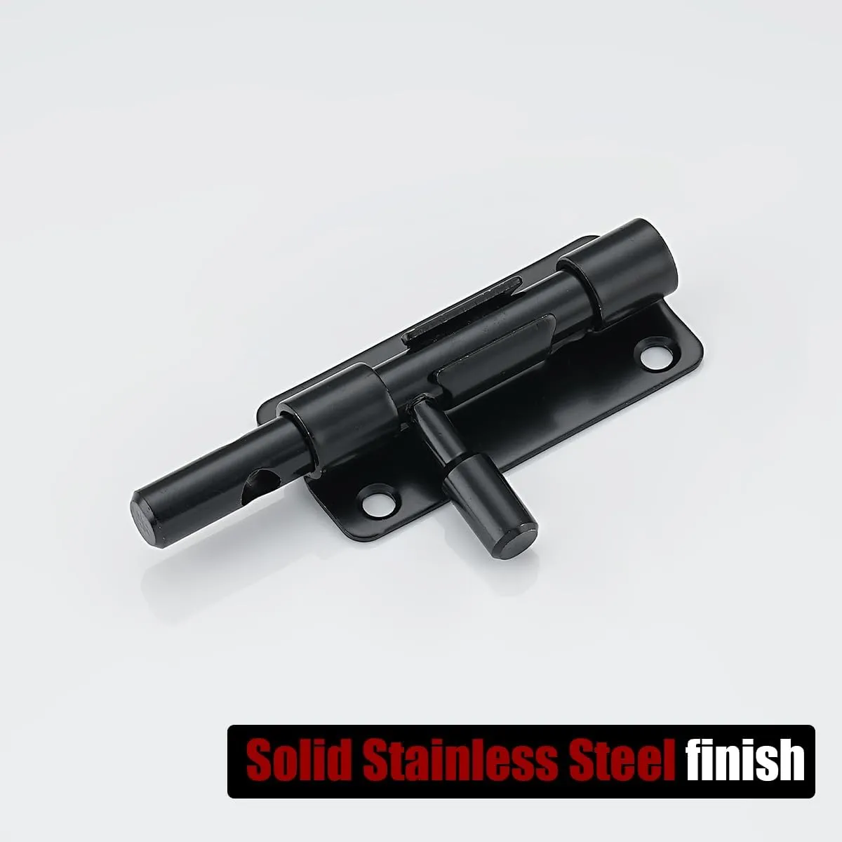 JQK Door Security Slide Latch Lock Barrel Bolt, 304 Stainless Steel Sliding Gate Latches Thickened 1.4mm with Padlock Hole, Black, 4 Pack HBB120-BK-P4