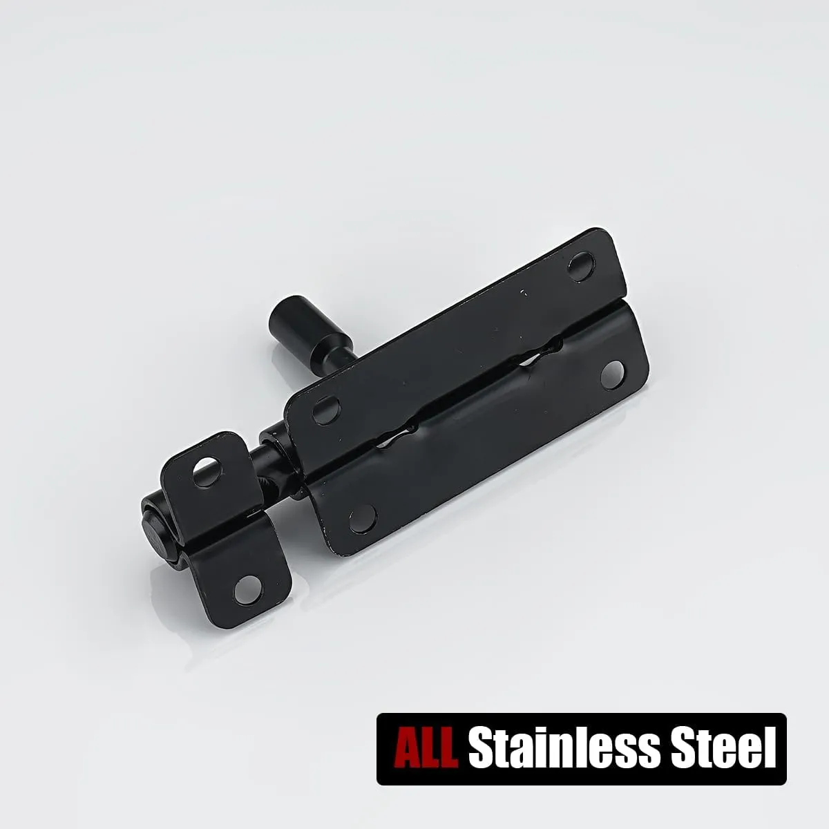 JQK Door Security Slide Latch Lock Barrel Bolt, 304 Stainless Steel Sliding Gate Latches Thickened 1.4mm with Padlock Hole, Black, 4 Pack HBB120-BK-P4