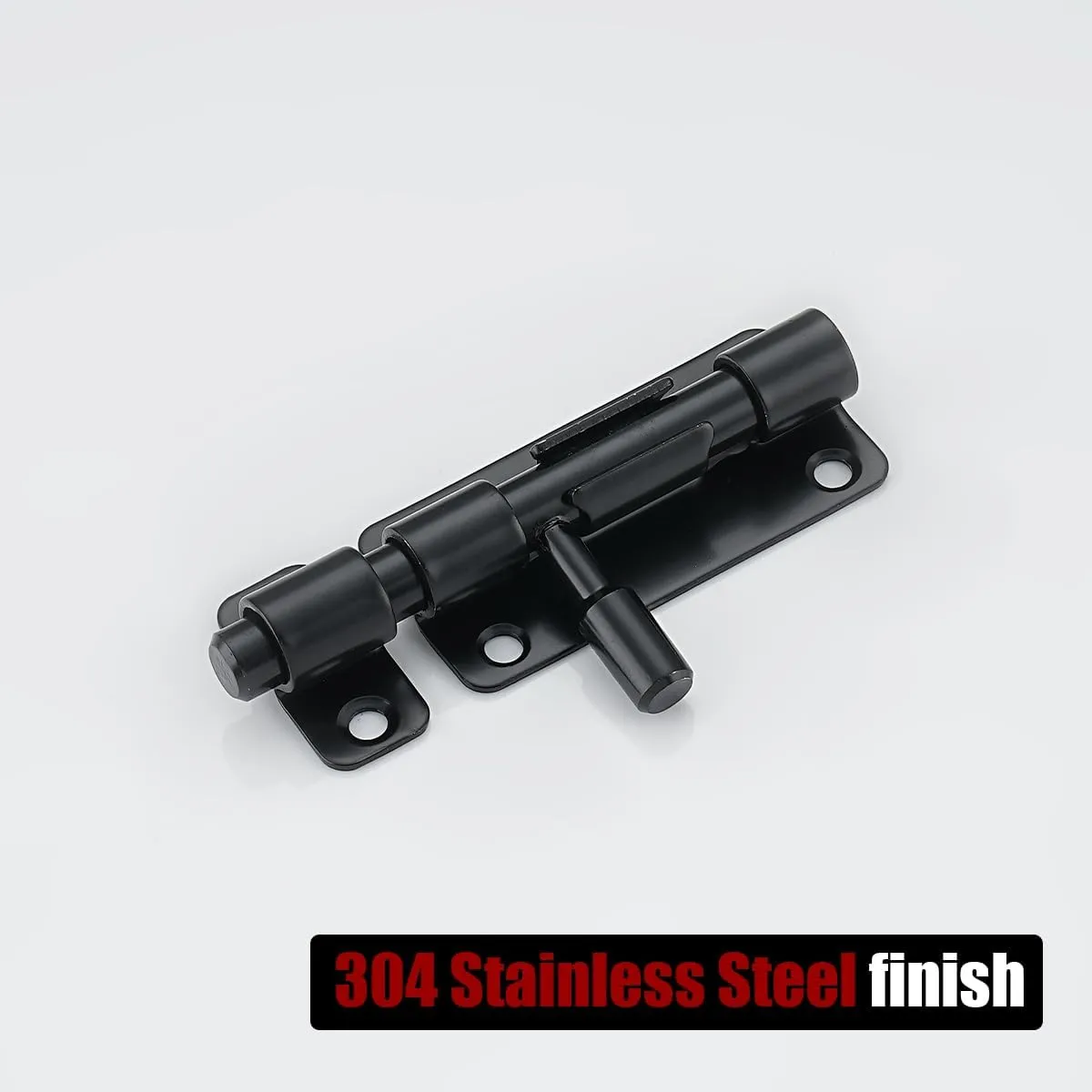 JQK Door Security Slide Latch Lock Barrel Bolt, 304 Stainless Steel Sliding Gate Latches Thickened 1.4mm with Padlock Hole, Black, 4 Pack HBB120-BK-P4