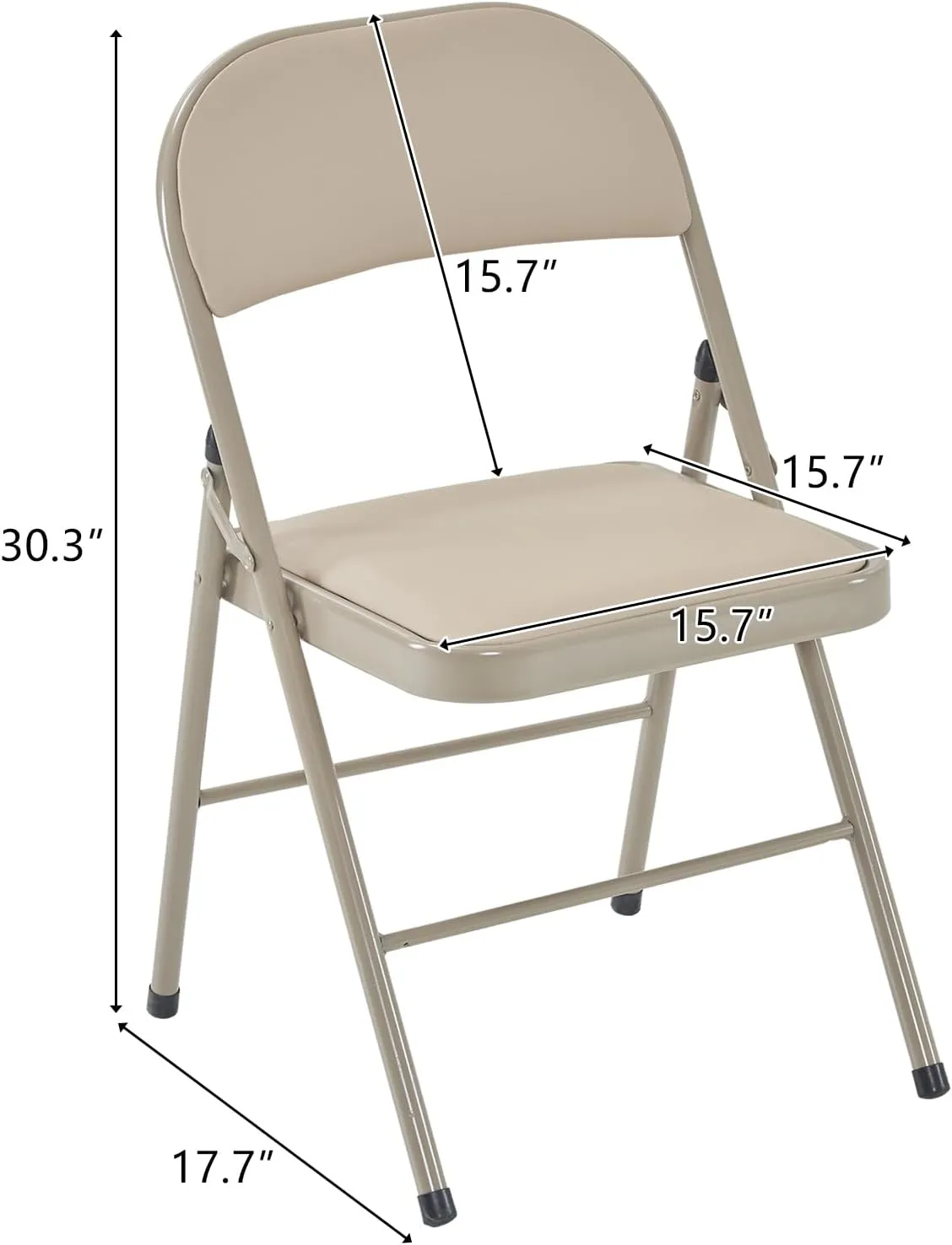 Karl home 4 Pack Brown Folding Chairs with Padded Seats for Outdoor & Indoor, Portable Stackable Commercial Seat with Steel Frame for Events Office Wedding Party, 330lbs Capacity