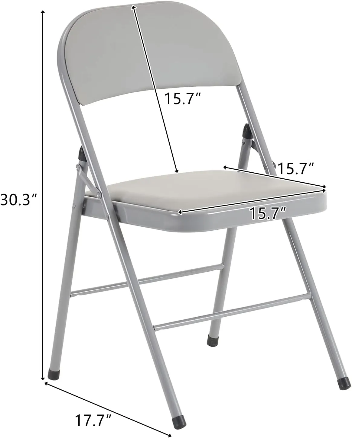 Karl home 4 Pack Grey Folding Chairs with Padded Seats for Outdoor & Indoor, Portable Stackable Commercial Seat with Steel Frame for Events Office Wedding Party, 330lbs Capacity