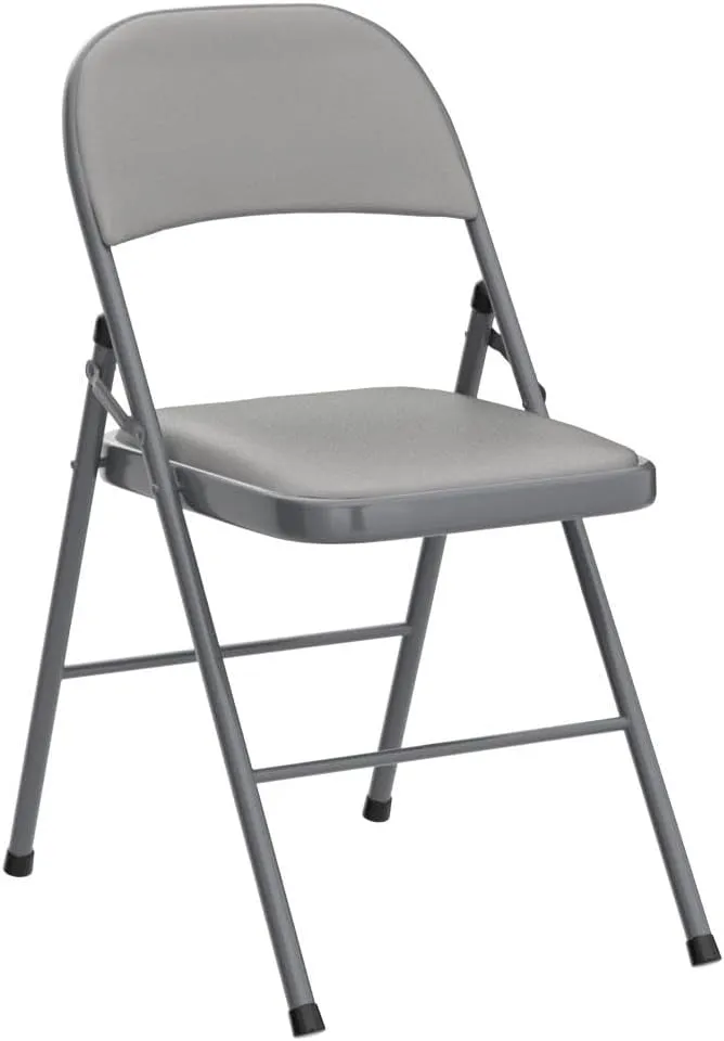 Karl home 4 Pack Grey Folding Chairs with Padded Seats for Outdoor & Indoor, Portable Stackable Commercial Seat with Steel Frame for Events Office Wedding Party, 330lbs Capacity