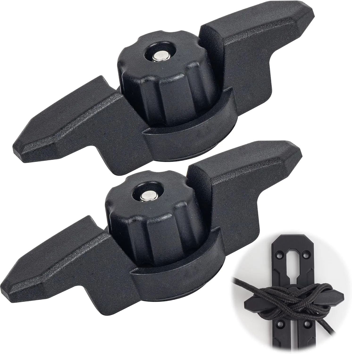 Kayak Track Mount Anchor Cleat, Rope Cleat for Kayak Rail Mount Accessories, 2 Pack, Black