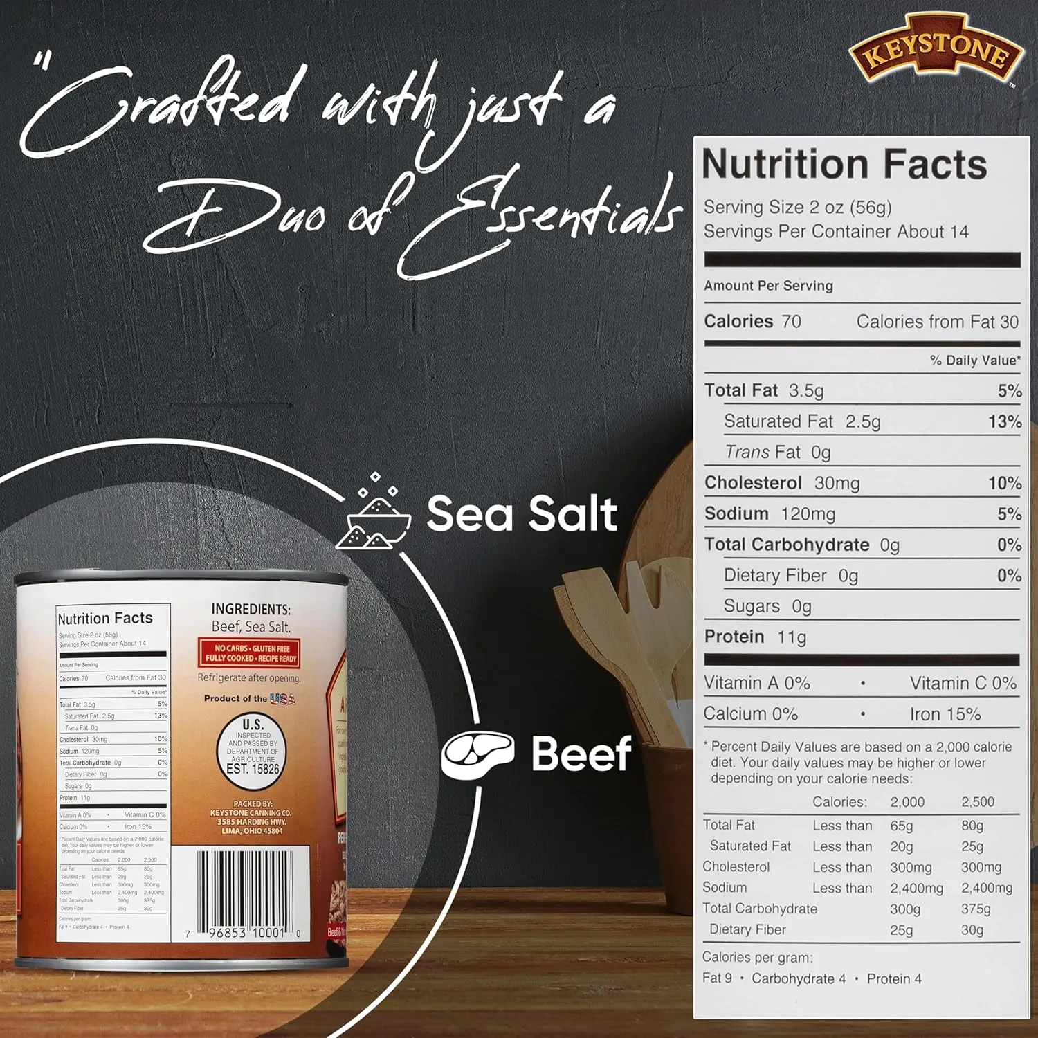 Keystone Meats All Natural Heat and Serve Canned Beef 28 Oz Fully Cooked Canned Meat Long Shelf Life Emergency Survival Canned Food Ready to Eat No Preservatives Gluten Free Made in USA Pack of 12
