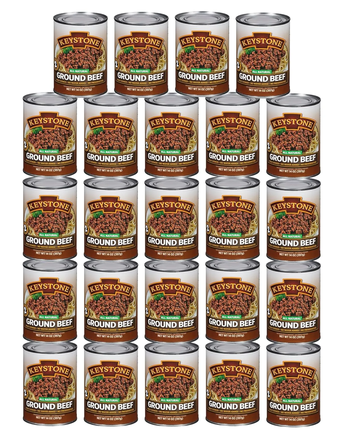 Keystone Meats All Natural Heat and Serve Ground Beef 14 Oz Fully Cooked Canned Meat Shelf Stable Emergency Survival Canned Food Ready to Eat No Preservatives Gluten Free Made in USA Pack of 24