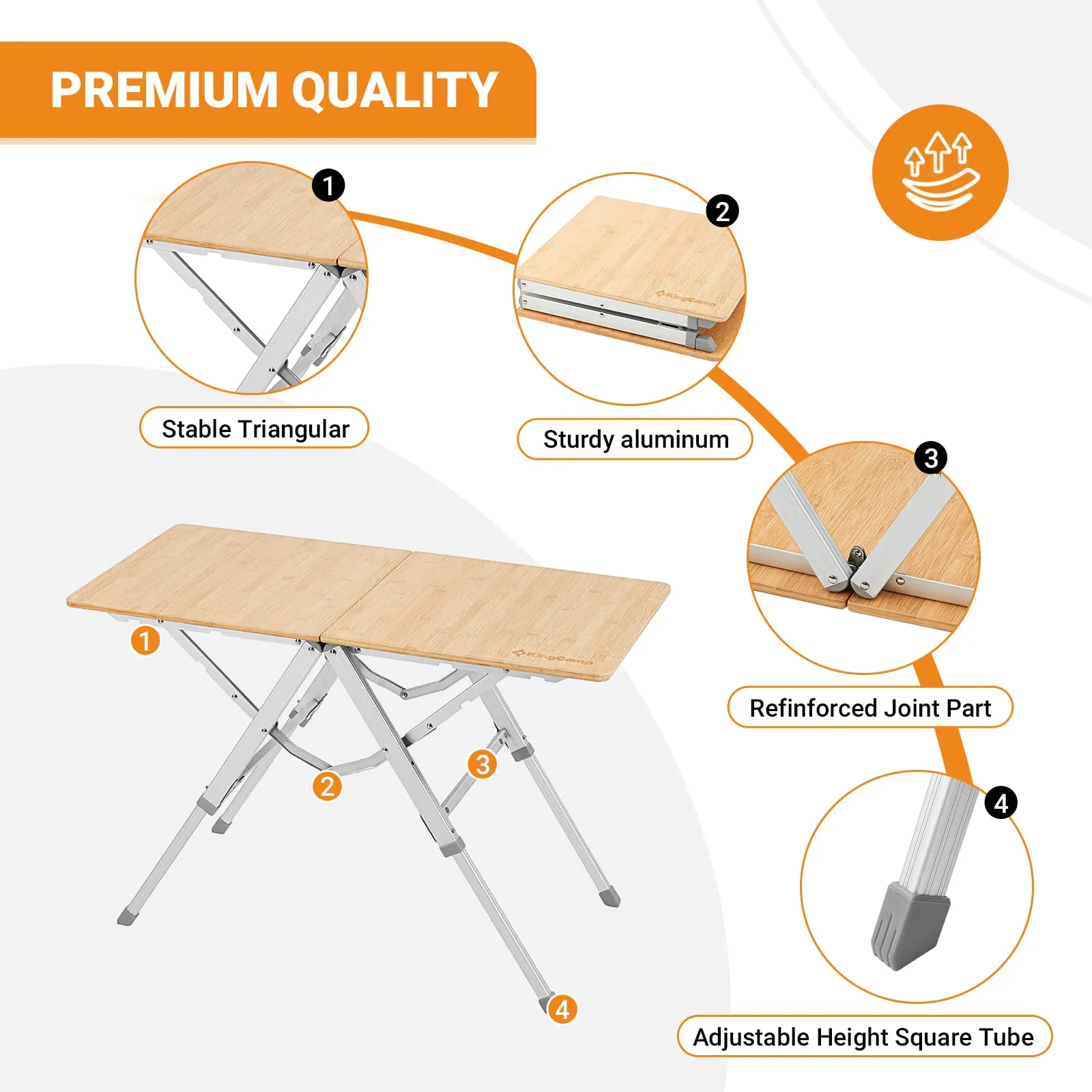 KingCamp BAMBOO P8740 Camping Table for Outdoor
