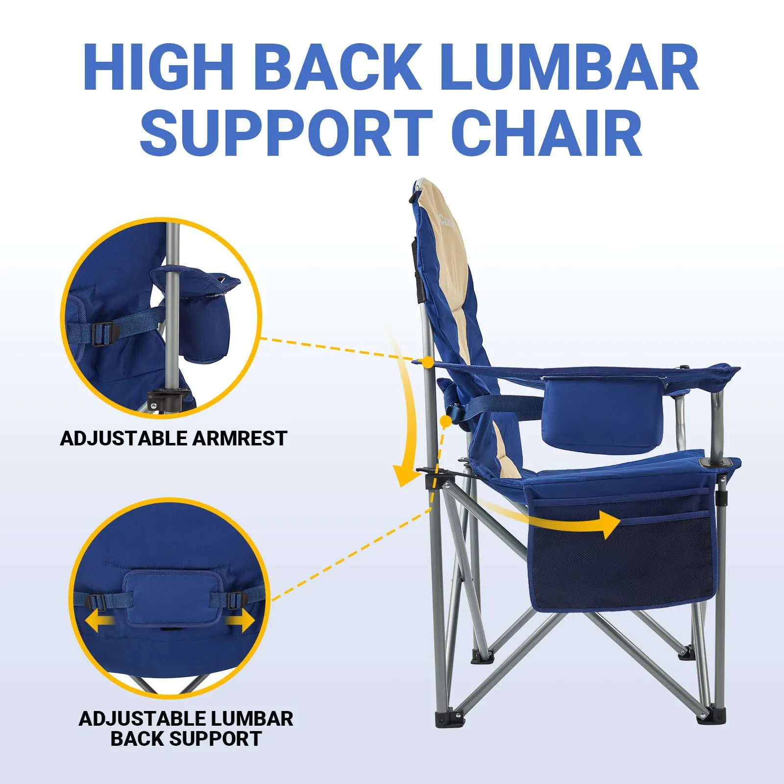 KingCamp Camping Armchair Heavy Duty Ergonomic Padded Arm Chair