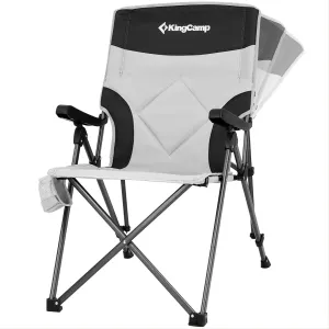KingCamp Camping Chairs Adjustble Backrest, Heavy Duty Folding Chair, Reclining Camping Chair, Outdoor Lawn Chair, High Back Padded Camp Chair for Adults(Black/Grey)