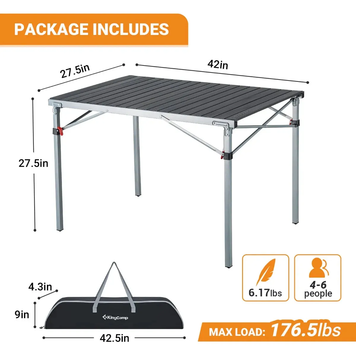 KingCamp Comfort Camping Set: 2 Ergonomic Chairs   Lightweight Folding Table