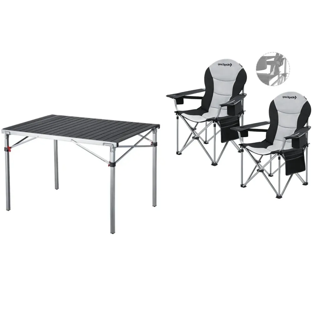 KingCamp Comfort Camping Set: 2 Ergonomic Chairs   Lightweight Folding Table