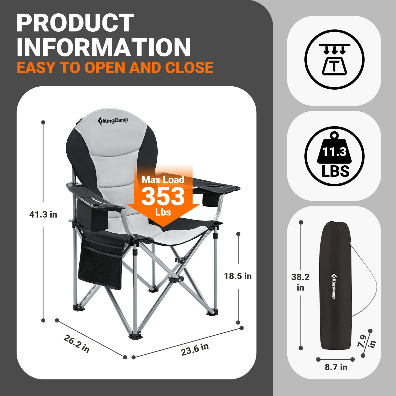 KingCamp Comfort Camping Set: 2 Ergonomic Chairs   Lightweight Folding Table