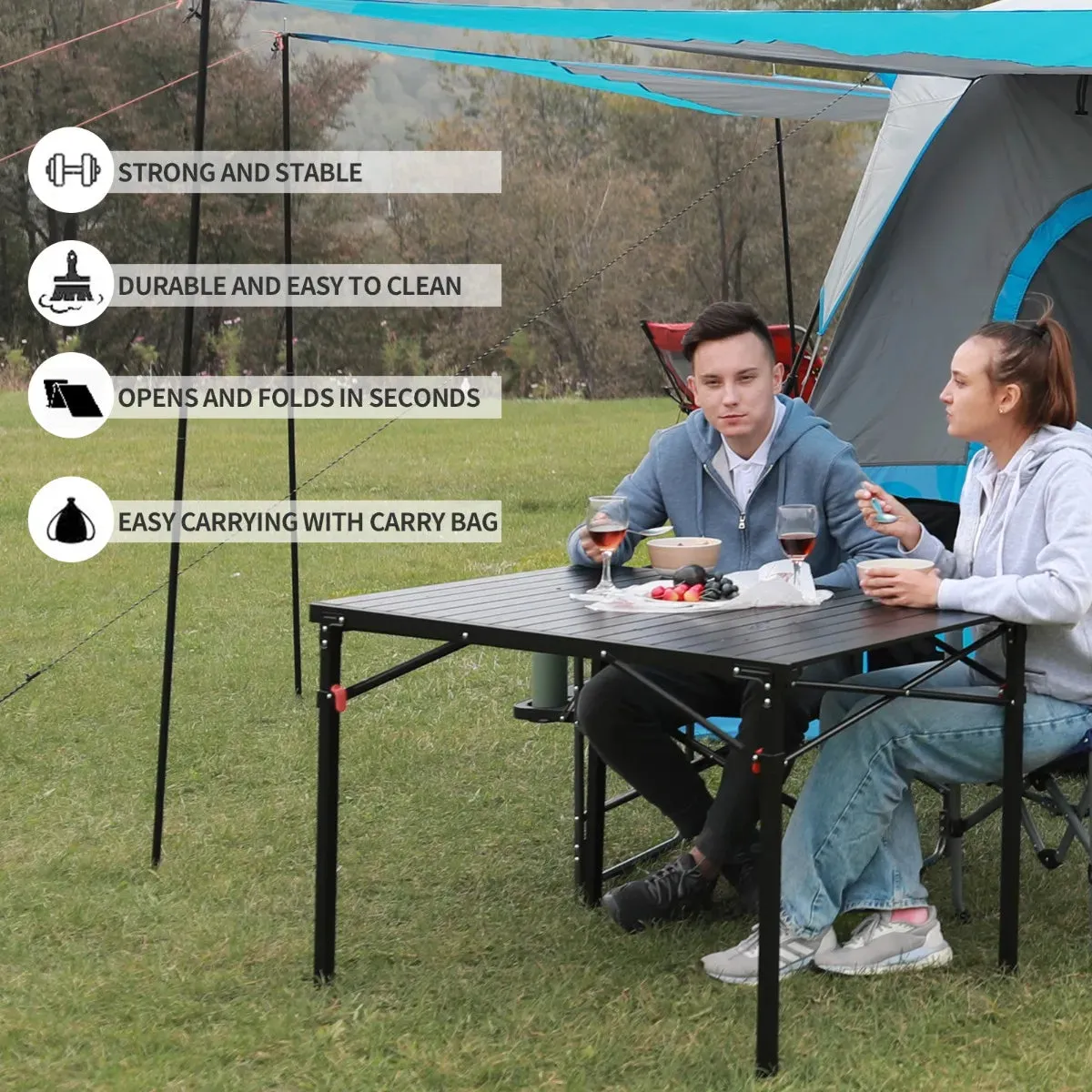 KingCamp Comfort Camping Set: 2 Ergonomic Chairs   Lightweight Folding Table