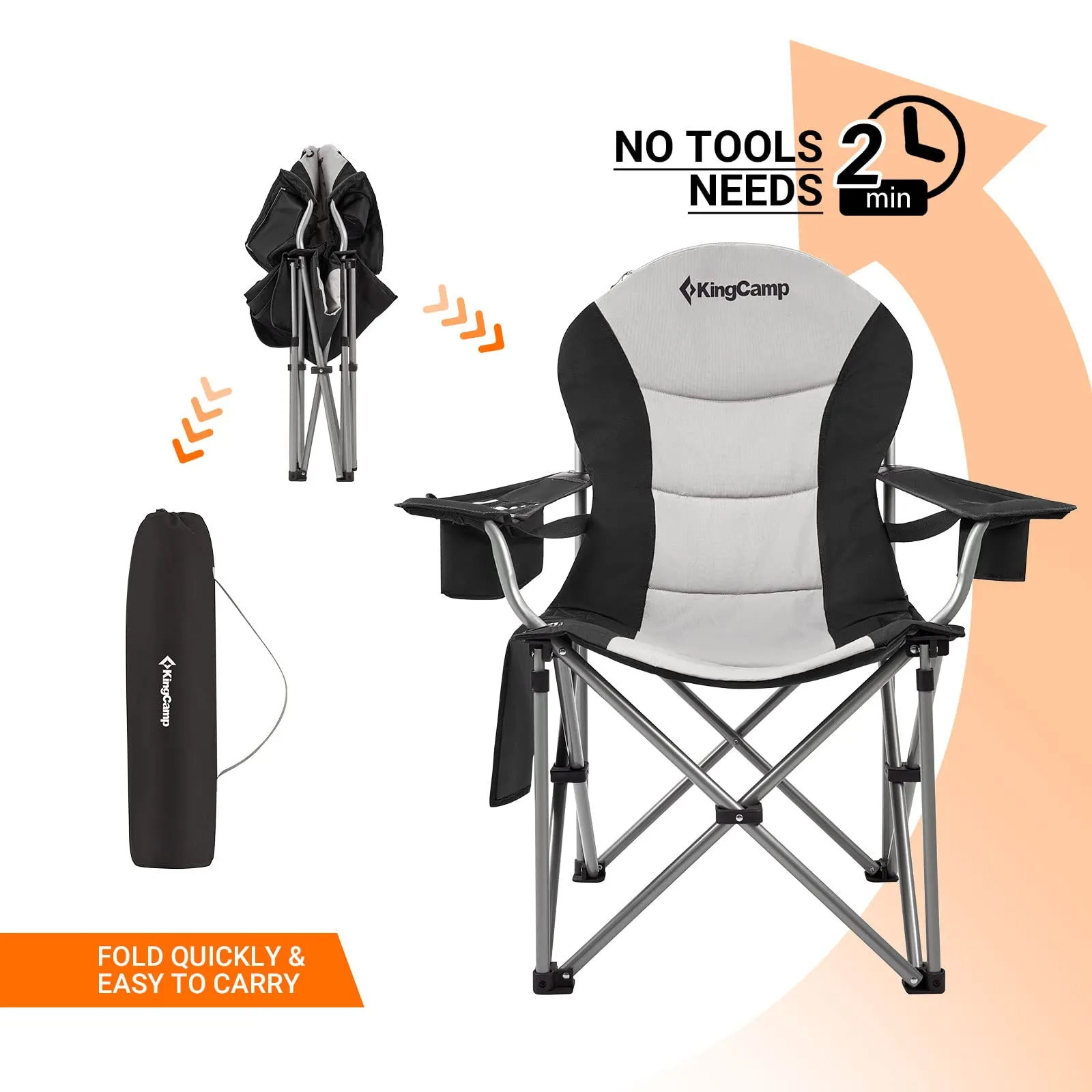 KingCamp Comfort Camping Set: 2 Ergonomic Chairs   Lightweight Folding Table