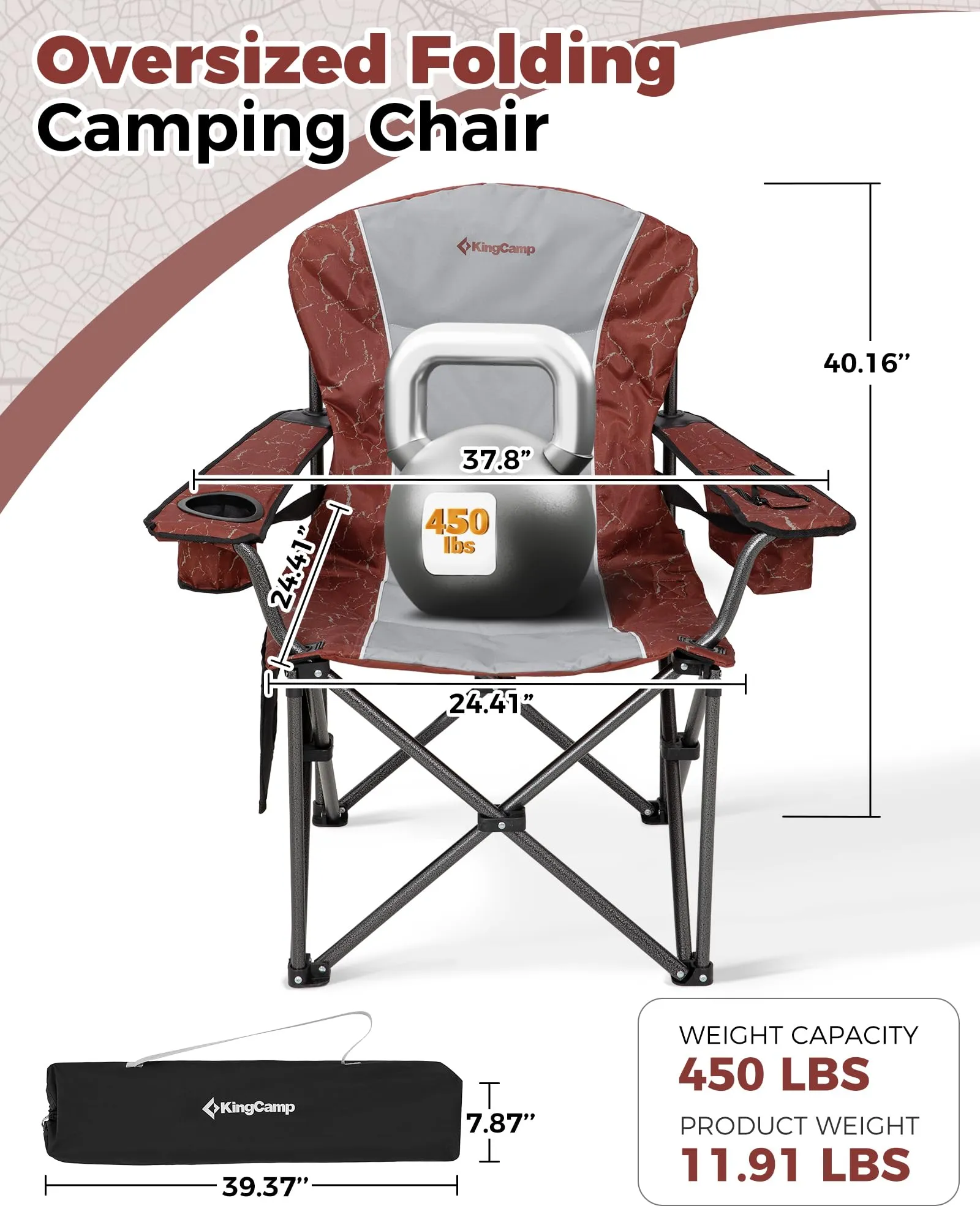 KingCamp JUNIPER C10 Oversized Folding Chair with Adjustable Lumbar Support