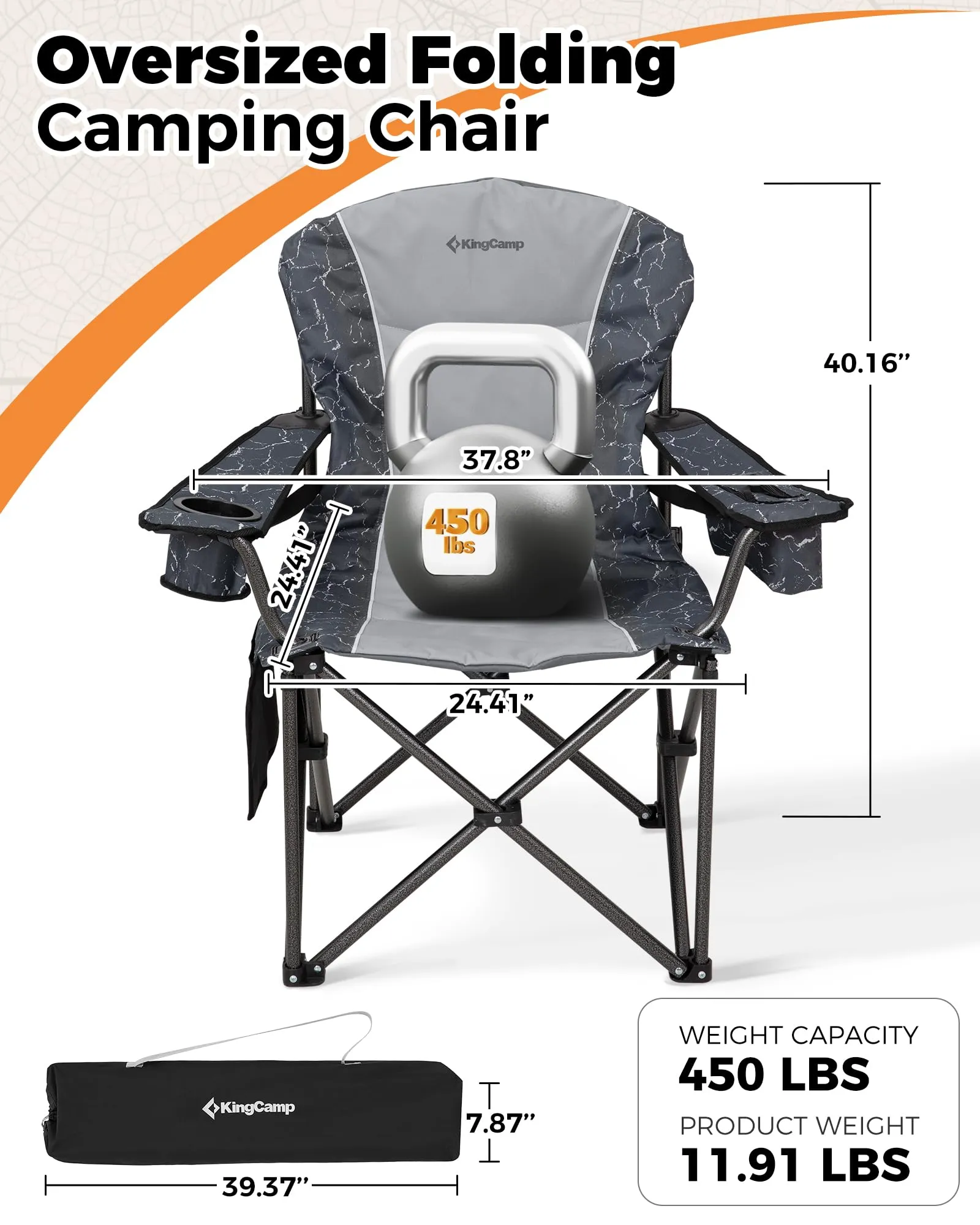 KingCamp JUNIPER C10 Oversized Folding Chair with Adjustable Lumbar Support