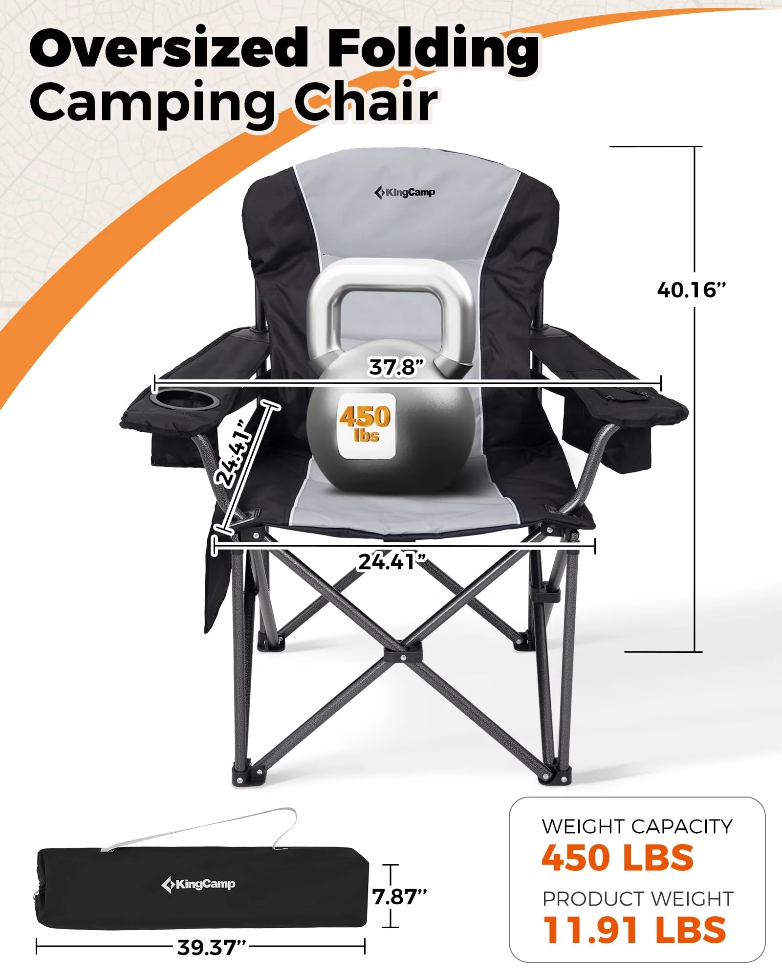 KingCamp JUNIPER C10 Oversized Folding Chair with Adjustable Lumbar Support