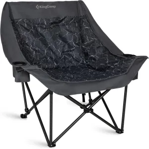 KingCamp Oversized Camping Chair Outdoor Portable Bucket Chair Heavy Duty Extra Large Moon Saucer Folding Chair for Adults, Supports 300lbs with Cooler Bag for Sports, Festival, Lawn