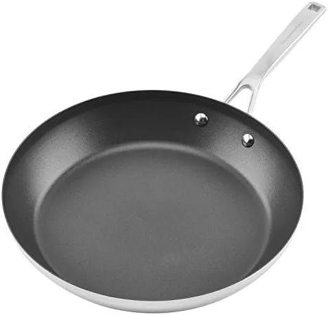 KitchenAid 3-Ply Base Brushed Stainless Steel Nonstick Fry Pan/Skillet, 12 Inch