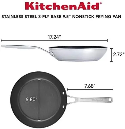 KitchenAid 3-Ply Base Brushed Stainless Steel Nonstick Fry Pan/Skillet, 9.5 Inch