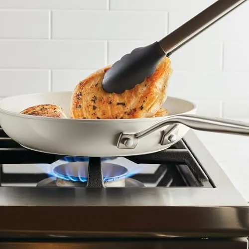 KitchenAid Hard Anodized Ceramic Nonstick Cookware Frying Pan/Skillet, 10 Inch Non Stick Fry Pan with Stainless Steel Handle - Porcelain White