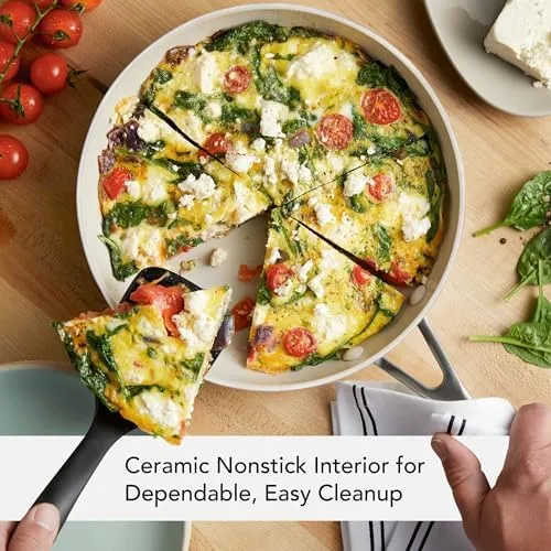 KitchenAid Hard Anodized Ceramic Nonstick Cookware Frying Pan/Skillet, 10 Inch Non Stick Fry Pan with Stainless Steel Handle - Porcelain White