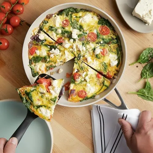 KitchenAid Hard Anodized Ceramic Nonstick Cookware Frying Pan/Skillet, 10 Inch Non Stick Fry Pan with Stainless Steel Handle - Porcelain White