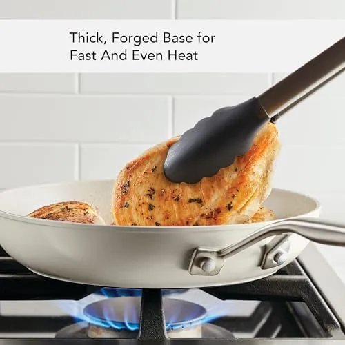 KitchenAid Hard Anodized Ceramic Nonstick Cookware Frying Pan/Skillet, 10 Inch Non Stick Fry Pan with Stainless Steel Handle - Porcelain White