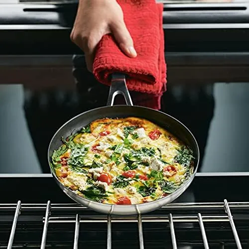 KitchenAid Stainless Steel Nonstick Frying Pans/Skillet Set, 9.5 Inch and 12 Inch, Brushed Stainless Steel