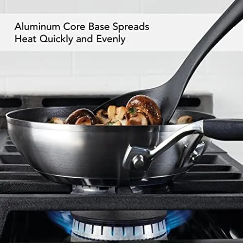 KitchenAid Stainless Steel Nonstick Frying Pans/Skillet Set, 9.5 Inch and 12 Inch, Brushed Stainless Steel