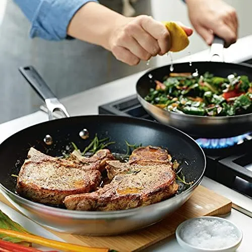 KitchenAid Stainless Steel Nonstick Frying Pans/Skillet Set, 9.5 Inch and 12 Inch, Brushed Stainless Steel