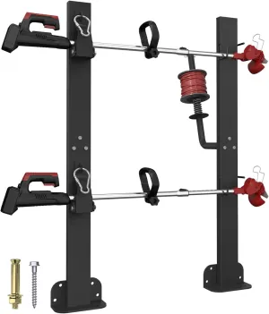 Koutemie 2 Place Weed Eater Rack for Open Trailer, Weedeater Rack with Lockable Hasp Mount on Landscape Trailer Truck, Enclosed Trimmer Rack Carrier with Trim Line Holder for Yard Lawn Tools Equipment