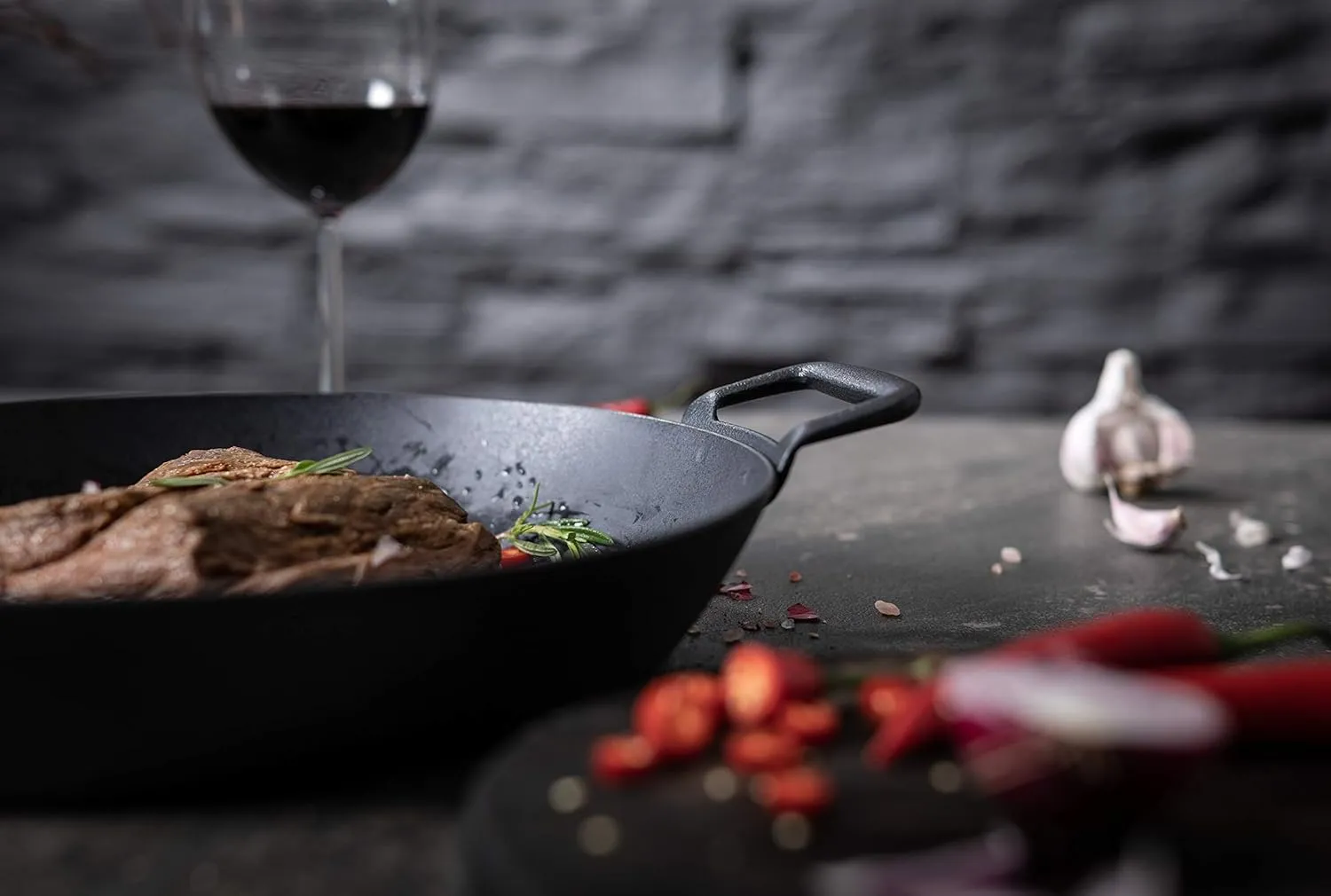 Kuhn Rikon Black Star Frying Pan Iron with Side Handles 12.5" Uncoated Frying Pan Chef Pan, Cast Iron Skillets, All Cooktops Compatible