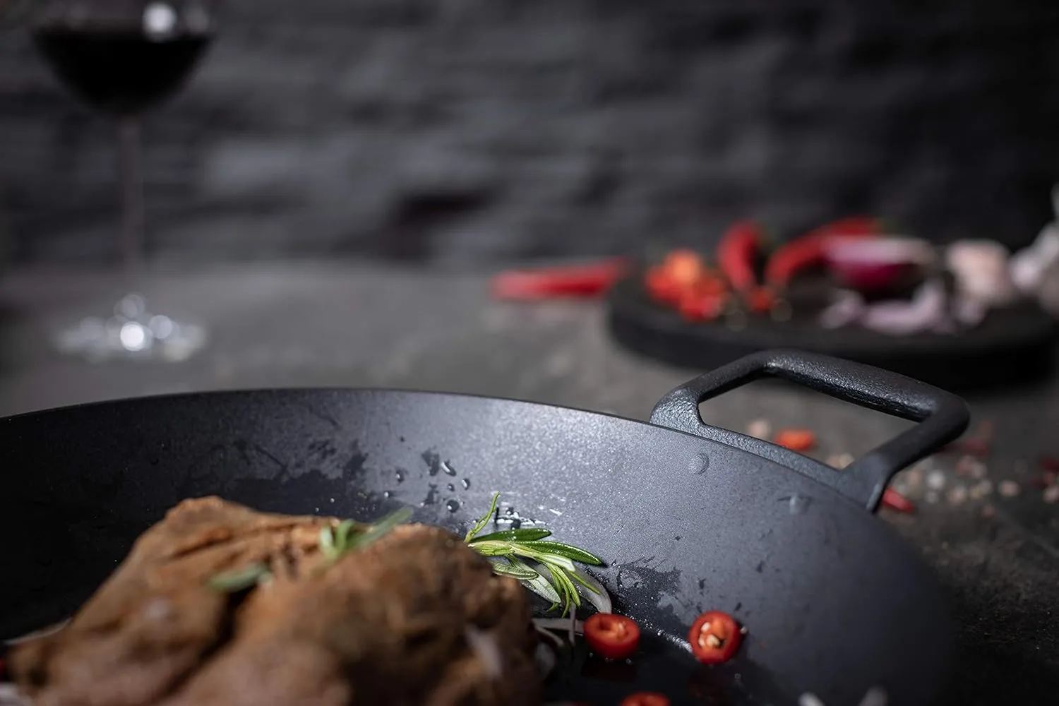 Kuhn Rikon Black Star Frying Pan Iron with Side Handles 12.5" Uncoated Frying Pan Chef Pan, Cast Iron Skillets, All Cooktops Compatible