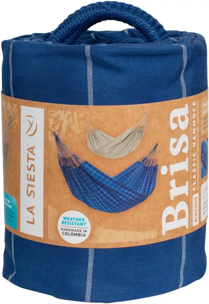LA Siesta Brisa Classic Hammock, Handmade, Weather-Resistant, Tear-Resistant Hammock for Indoor & Outdoor Relaxation, Size-Double - Marine